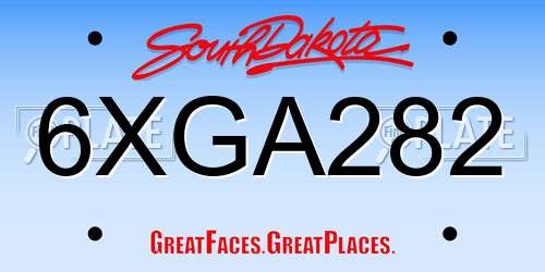 6XGA282 South Dakota License Plate