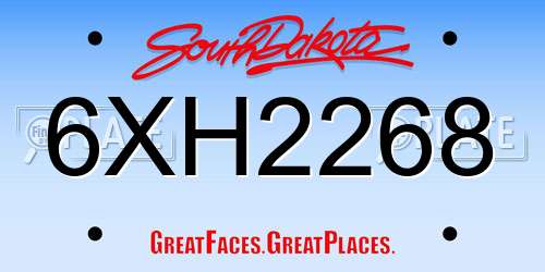 6XH2268 South Dakota License Plate