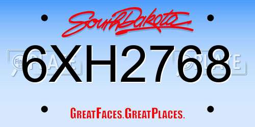 6XH2768 South Dakota License Plate