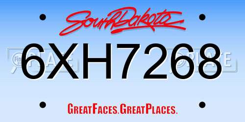 6XH7268 South Dakota License Plate