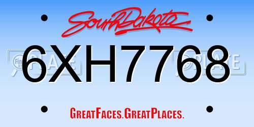 6XH7768 South Dakota License Plate