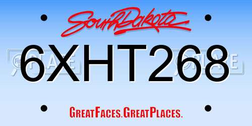 6XHT268 South Dakota License Plate