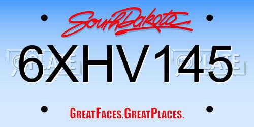 6XHV145 South Dakota License Plate
