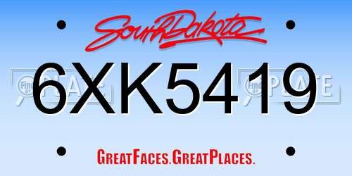 6XK5419 South Dakota License Plate