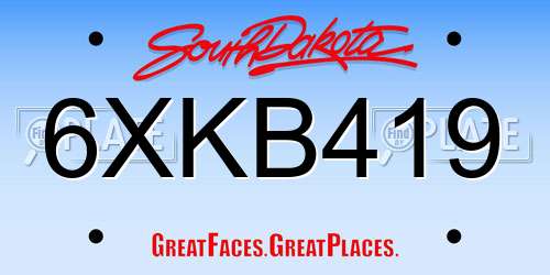 6XKB419 South Dakota License Plate
