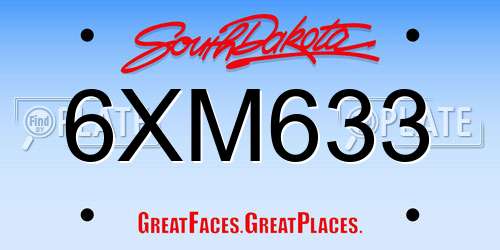 6XM633 South Dakota License Plate