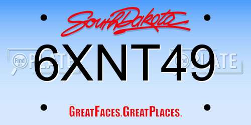 6XNT49 South Dakota License Plate