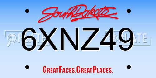 6XNZ49 South Dakota License Plate