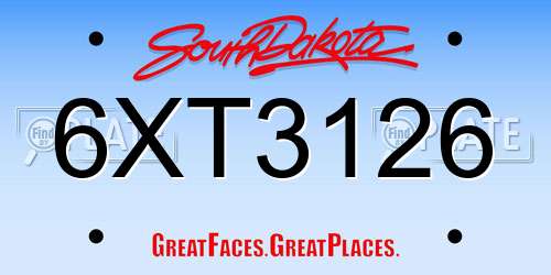 6XT3126 South Dakota License Plate