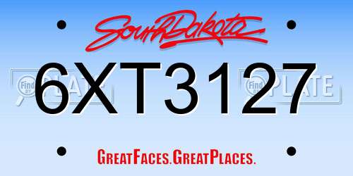 6XT3127 South Dakota License Plate