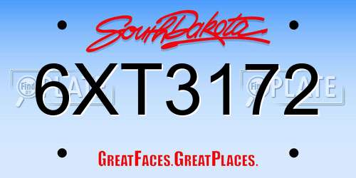 6XT3172 South Dakota License Plate