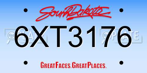 6XT3176 South Dakota License Plate
