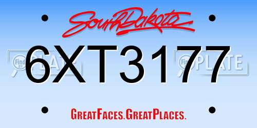 6XT3177 South Dakota License Plate