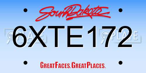 6XTE172 South Dakota License Plate