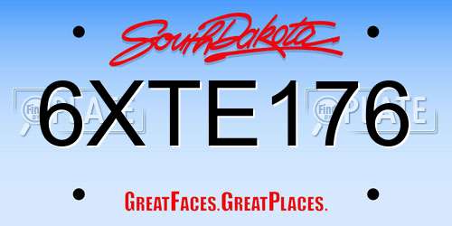 6XTE176 South Dakota License Plate