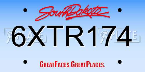 6XTR174 South Dakota License Plate