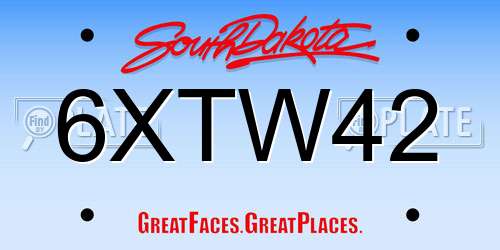 6XTW42 South Dakota License Plate