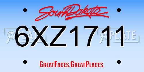 6XZ1711 South Dakota License Plate