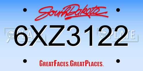 6XZ3122 South Dakota License Plate