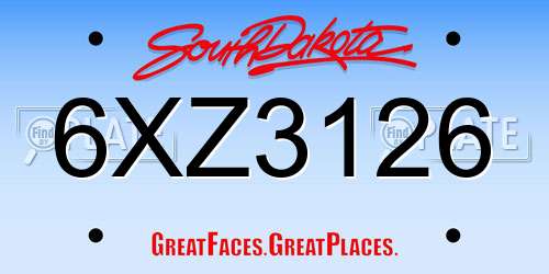 6XZ3126 South Dakota License Plate