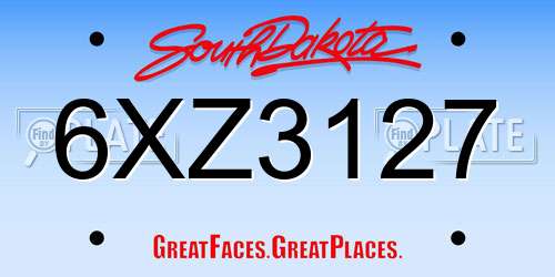 6XZ3127 South Dakota License Plate