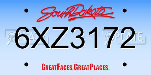 6XZ3172 South Dakota License Plate
