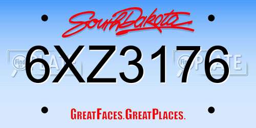 6XZ3176 South Dakota License Plate
