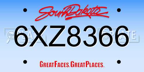 6XZ8366 South Dakota License Plate