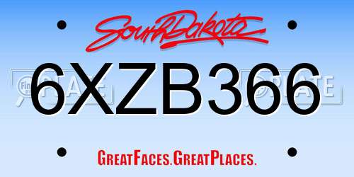 6XZB366 South Dakota License Plate
