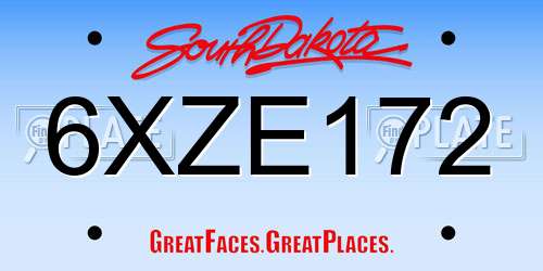 6XZE172 South Dakota License Plate
