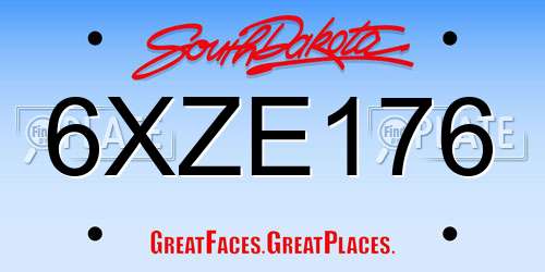 6XZE176 South Dakota License Plate