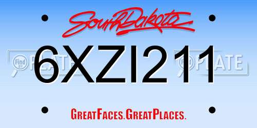 6XZI211 South Dakota License Plate