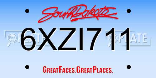 6XZI711 South Dakota License Plate