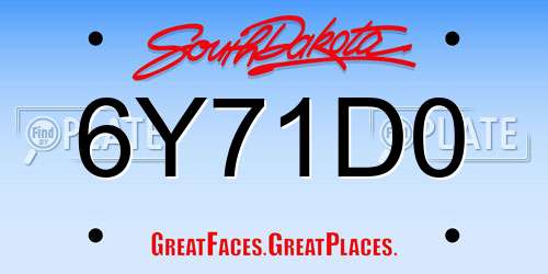6Y71D0 South Dakota License Plate