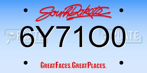 6Y71O0 South Dakota License Plate