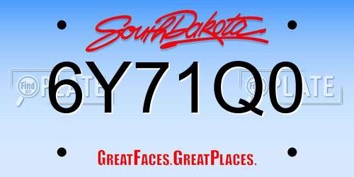6Y71Q0 South Dakota License Plate