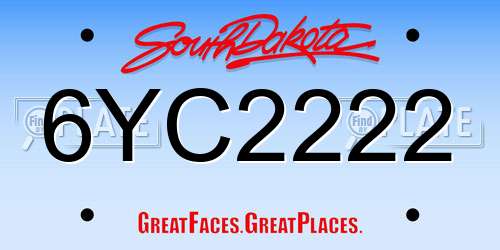 6YC2222 South Dakota License Plate