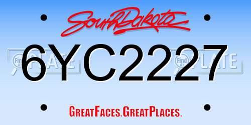 6YC2227 South Dakota License Plate