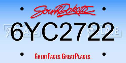 6YC2722 South Dakota License Plate
