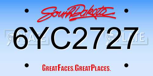 6YC2727 South Dakota License Plate