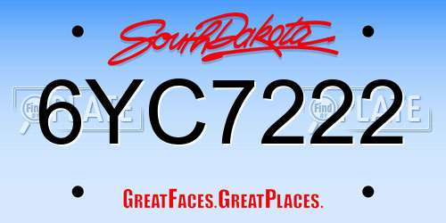 6YC7222 South Dakota License Plate