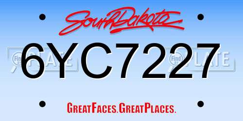 6YC7227 South Dakota License Plate