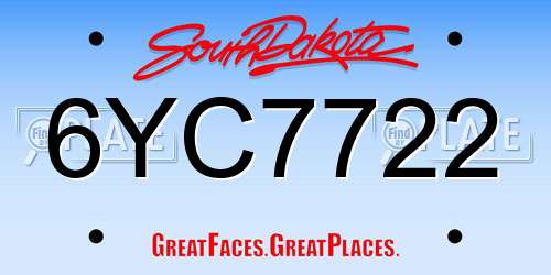 6YC7722 South Dakota License Plate