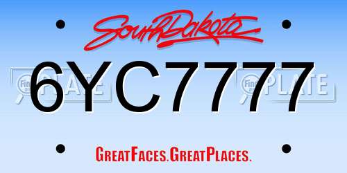 6YC7777 South Dakota License Plate