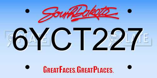 6YCT227 South Dakota License Plate