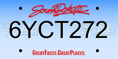 6YCT272 South Dakota License Plate