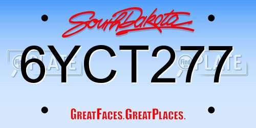 6YCT277 South Dakota License Plate