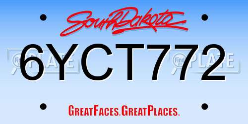 6YCT772 South Dakota License Plate