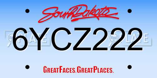 6YCZ222 South Dakota License Plate