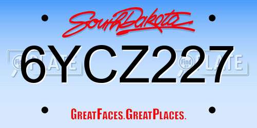 6YCZ227 South Dakota License Plate